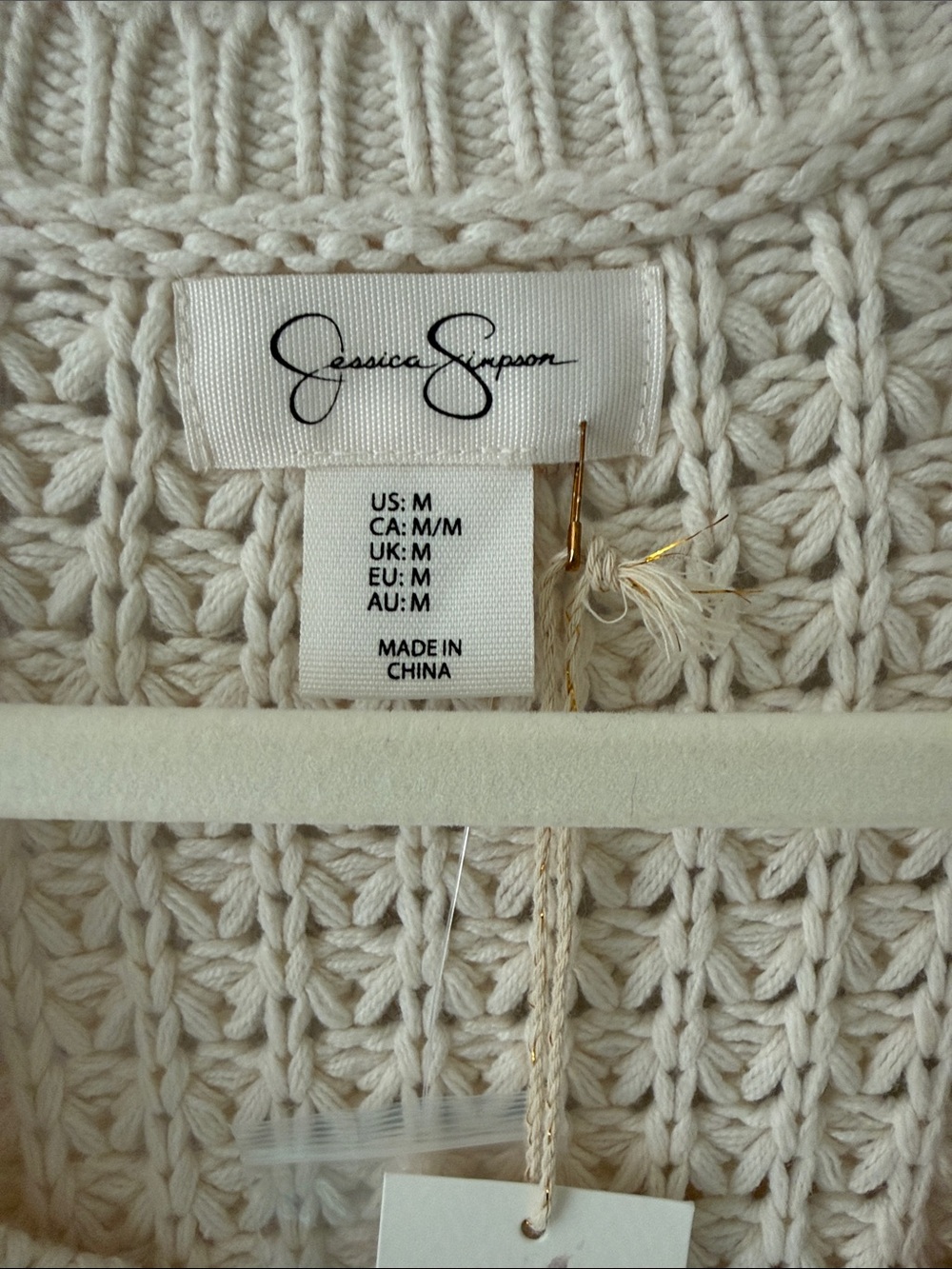 Jessica Simpson | Cream Cable Knit Button-Front Cardigan - Picture 3 of 7
